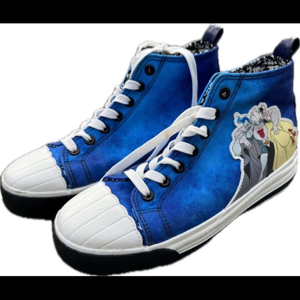Blue High-Top Sneakers with Cartoon Design